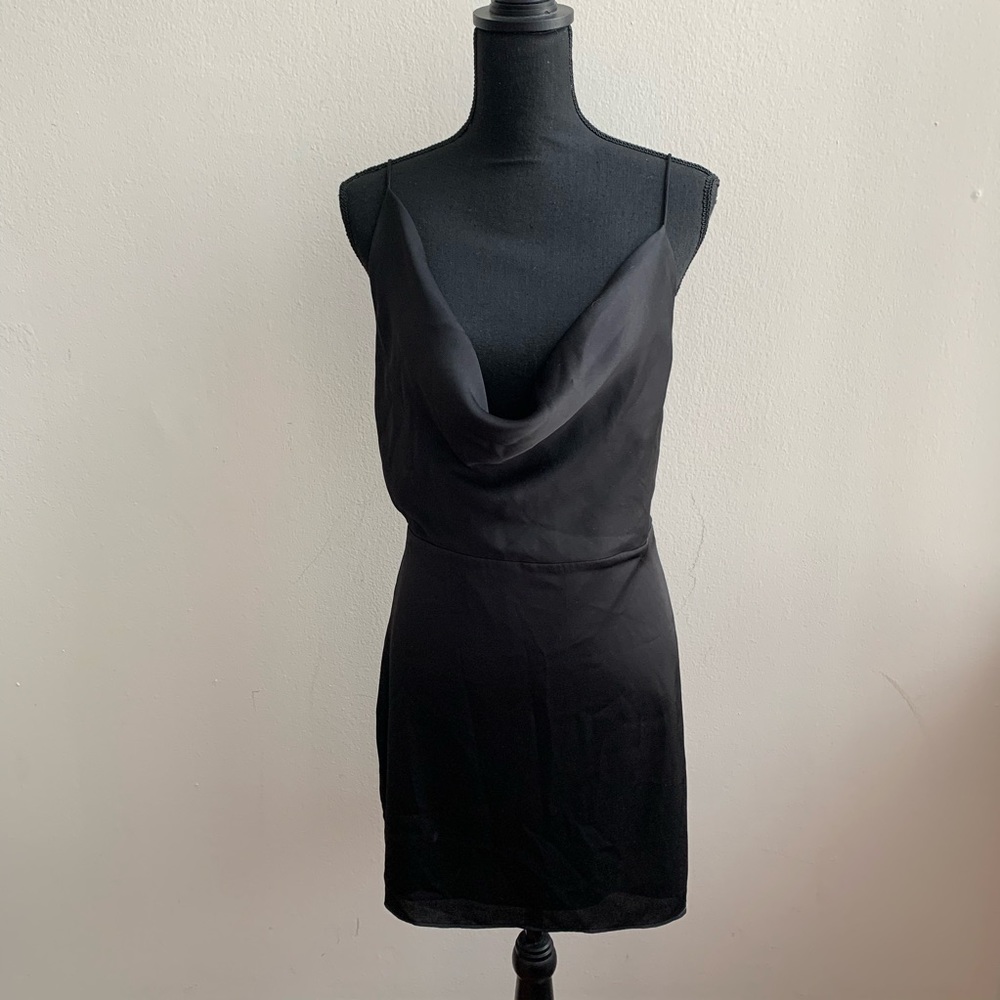 LeRumi Black Cowl Mini Dress Medium
